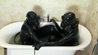 Online film Lesbians Black Latex Catsuit in Bathroom VII