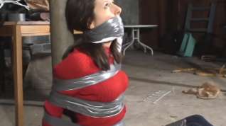 Online film Duct Taped Nice And Tight To A Pole In The Basement In Her Red Sweater