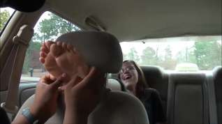 Online film Cutie with Glasses - Pale Smooth Soles Tickled in a Car