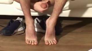 Online film Feet loving dude strokes his dick and sprays jizz solo