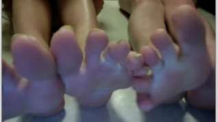 Online film Sexy teens show feet on webcam. Better quality