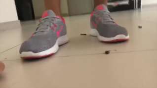 Online film Anna squishes cockroaches under her Nike Sneakers!