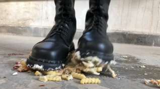 Online film Crush some snack and hamburger with Dr. Martens