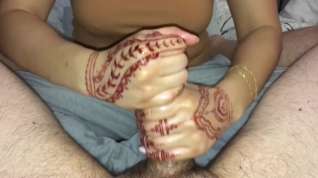 Online film Perfect Hands with Skills & Henna Tattoos jerking my Cock