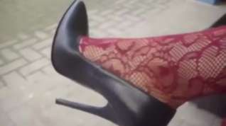 Online film Black High Heels Leather Pumps with 7 inch Heel