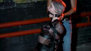 Online film strapped russian gets huge ballgag and ring gag