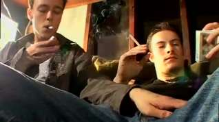 Online film Mason's young gay twinks kissing xxx garage smoke orgy
