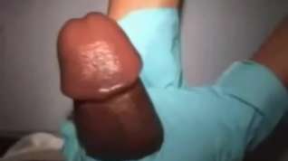 Online film Black Girl collecting cum with gloves