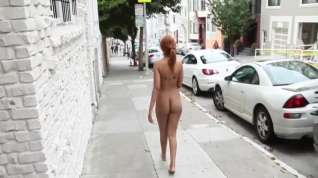 Online film Black Woman Barefoot and Nude in Public Walking