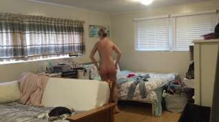 Online film Gorgeous tattoed sister busted getting dressed in bedroom after shower