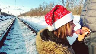 Online film Winter outdoor amateur blowjob on the railway
