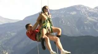 Online film horny couple mountain tracking view