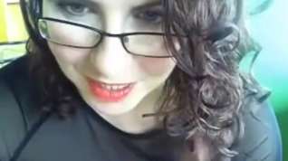 Online film Webcam junior busty girl with glasses in school