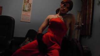 Online film Getting horny in my sexy red prom dress part 2