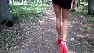 Online film Walk in the woods in high heels (18 cm) and mini skirt