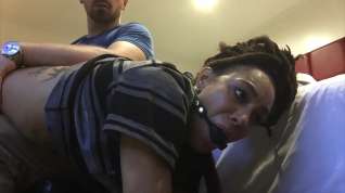 Online film Black girl has wrists zip-tied, and is ballgagged before OTK spanking.