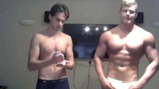 Online film British muscle hunk showing off with a twink