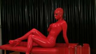 Online film girl in red bondage