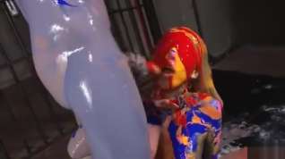 Online film Girl fucked in multicolored paint