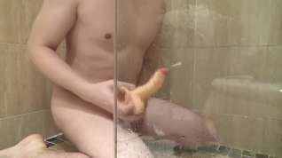 Online film shower play riding anal mounted dildo cum