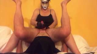 Online film Femdom Mistress milking cock with gloves