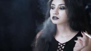 Online film smoking Goth girl