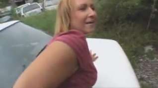 Online film Pretty Blonde On Her Knees Giving Blowjob Outdoors In Public