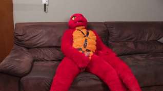 Online film Red Lizard playing with himself on his new fursuit. Pawing Murrsuit Cum