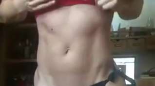 Online film old video of blonde woman showing abs and a litte biceps (great boobs too)