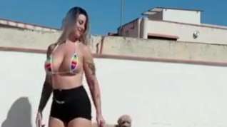 Online film Silicone tits piercing on the tits and on the Whores Cunt