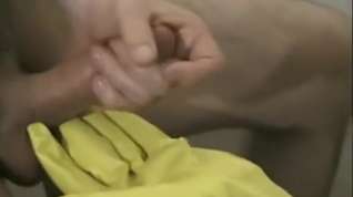 Online film Rubber Gloves Massage and huge cum all over them
