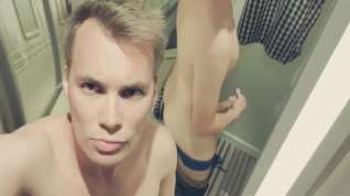 Online film Young twink almost gets caught masturbating in a store