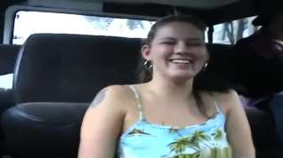 Online film Spicy tattooed young whore Claire James outside