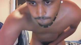 Online film Cute black dude jerks for lady on cam
