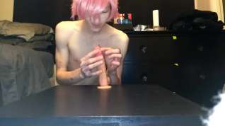 Online film Femboy Twink Sucks and Fucks Huge Dildo (Anal Virgin)