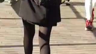 Online film Mixed race lady in skirt and tights