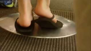 Online film Candid feet girl flip flops