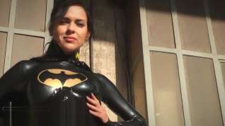 Online film Sexy Latex Batgirl Cosplay in public! (her kik is alexandracorn)
