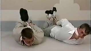 Online film Timmy and Lukas hogtied and cleave gagged and Vince tied up and tape gagged