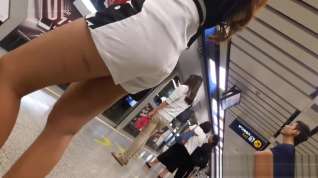 Online film Candid - sexy asain teen with sexy butt in tight white shorts