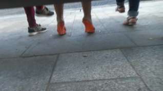 Online film Candid orange mules and pantyhose