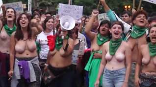 Online film Topless Argentinian protesters with big boobs