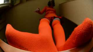 Online film Giantess orange thigh high socks pov