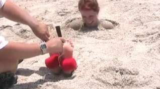 Online film beach burial tickle torture