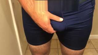 Online film Bathroom jerk off in blue boxers