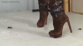 Online film Jocelyn crushes roaches in her sexy boots!