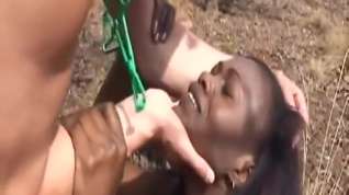 Online film African Slave Slurping Long White Cock Outdoors