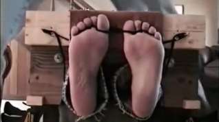 Online film Feet tickled in stocks