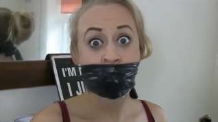 Online film self rubber ball clear tape gagged blonde