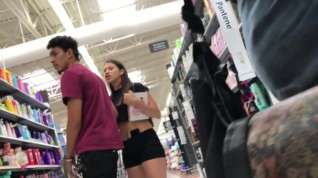 Online film Walmart candid college girl milf in black shorts